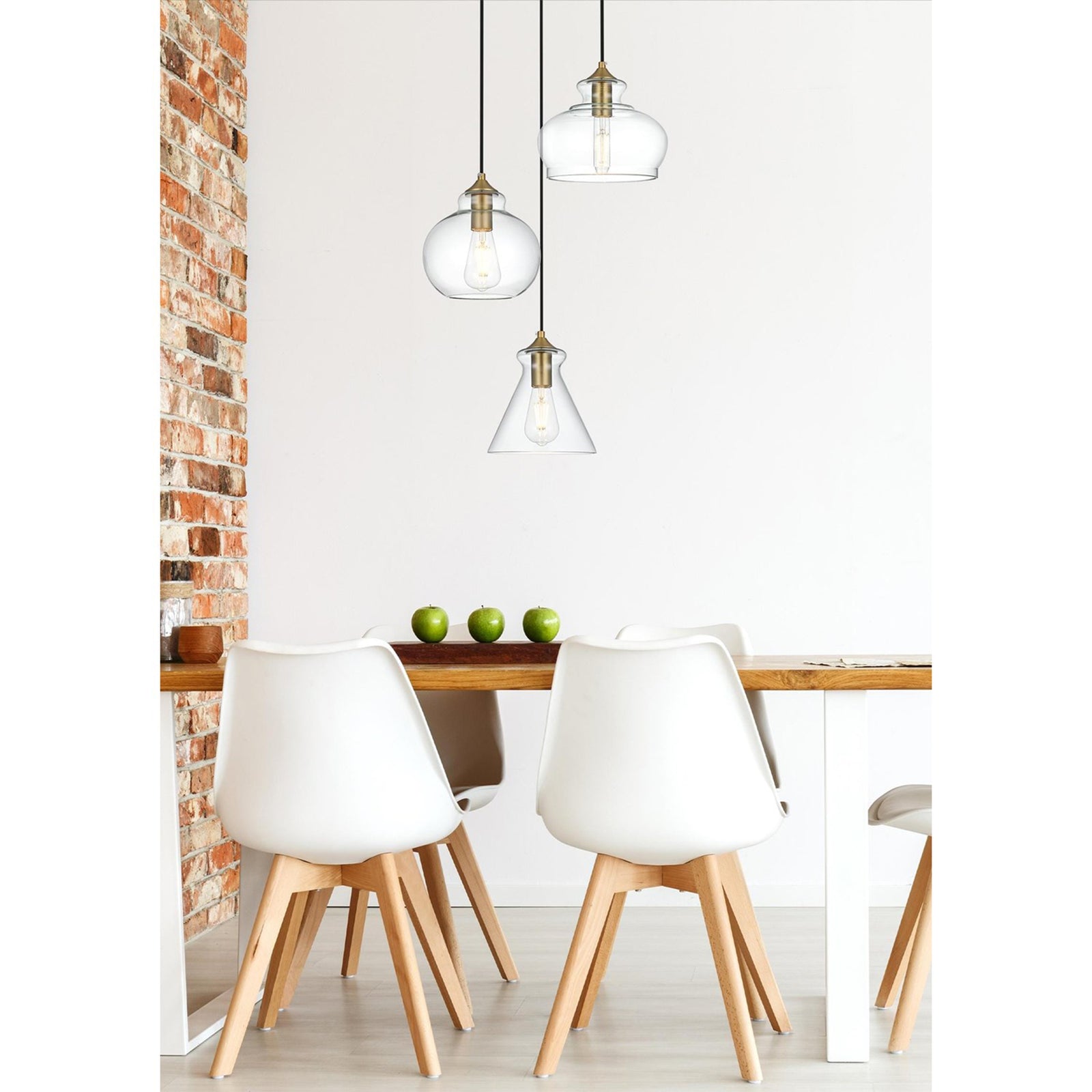 18.5 Inch Pendant Clear Shade In Satin Gold - View 2 - Joshua Marshal