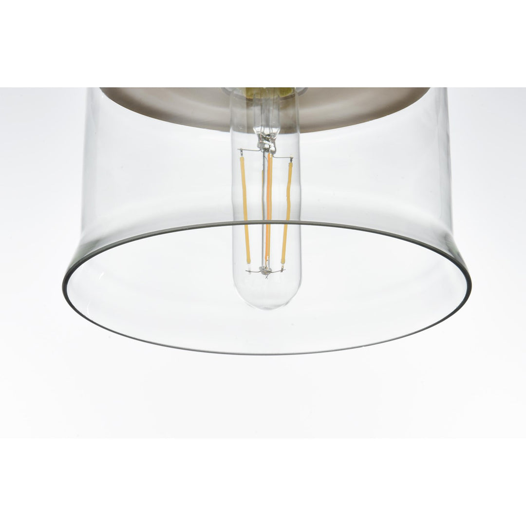 6.5 Inch Pendant Clear Shade In Satin Gold - View 5 - Joshua Marshal