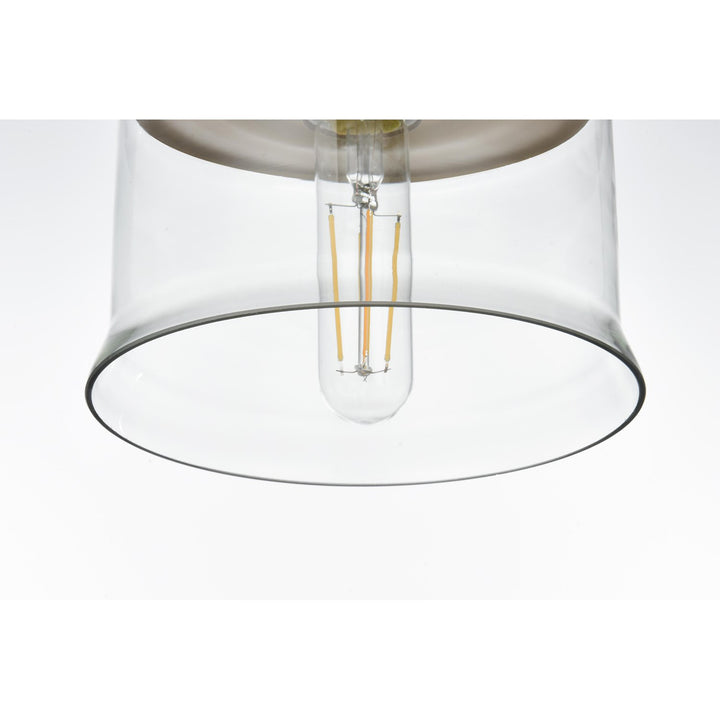 6.5 Inch Pendant Clear Shade In Satin Gold - View 5 - Joshua Marshal