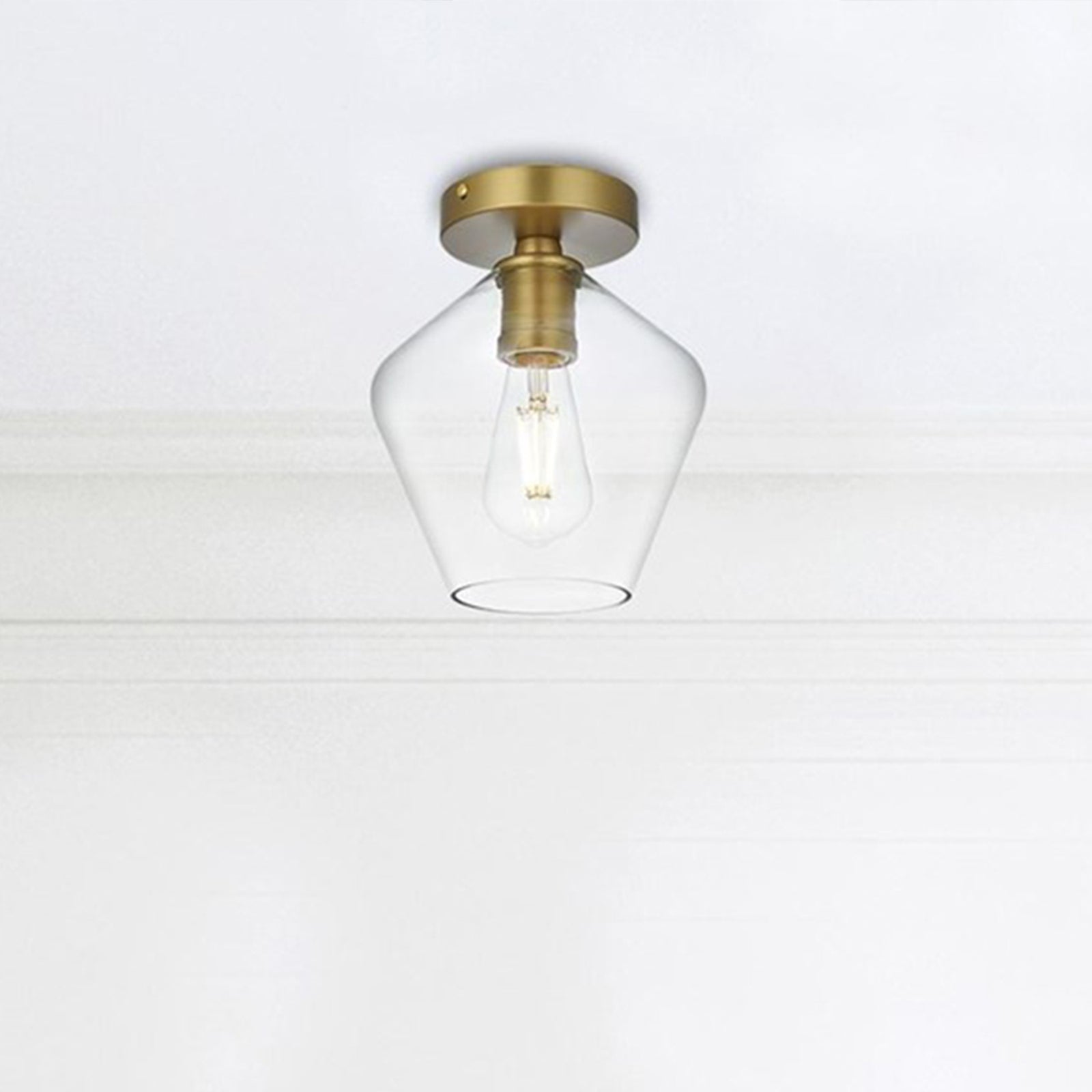 8 Inch Flush Mount Clear Shade In Satin Gold Satin Gold And Clear Finish - LIGHTING by Joshua Marshal