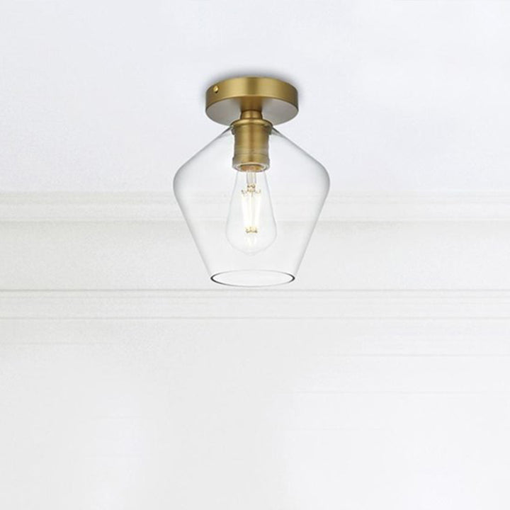 8 Inch Flush Mount Clear Shade In Satin Gold Satin Gold And Clear Finish - LIGHTING by Joshua Marshal