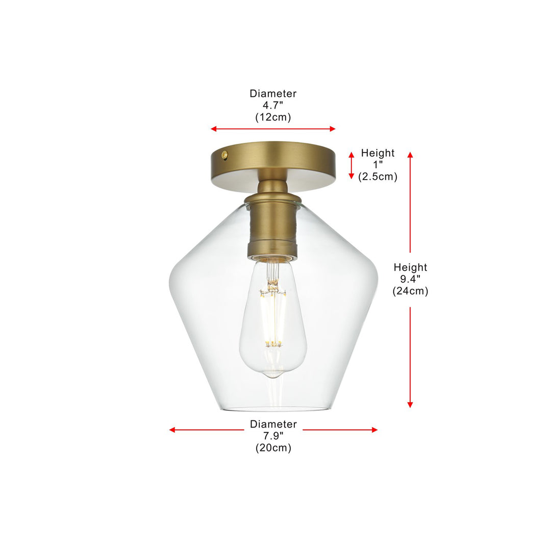 8 Inch Flush Mount Clear Shade In Satin Gold - View 6 - Joshua Marshal