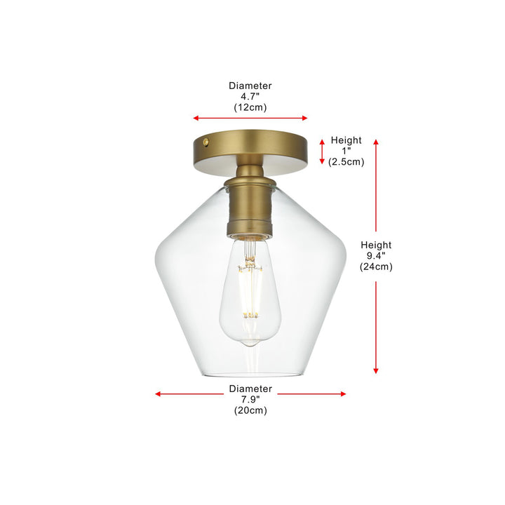 8 Inch Flush Mount Clear Shade In Satin Gold - View 6 - Joshua Marshal