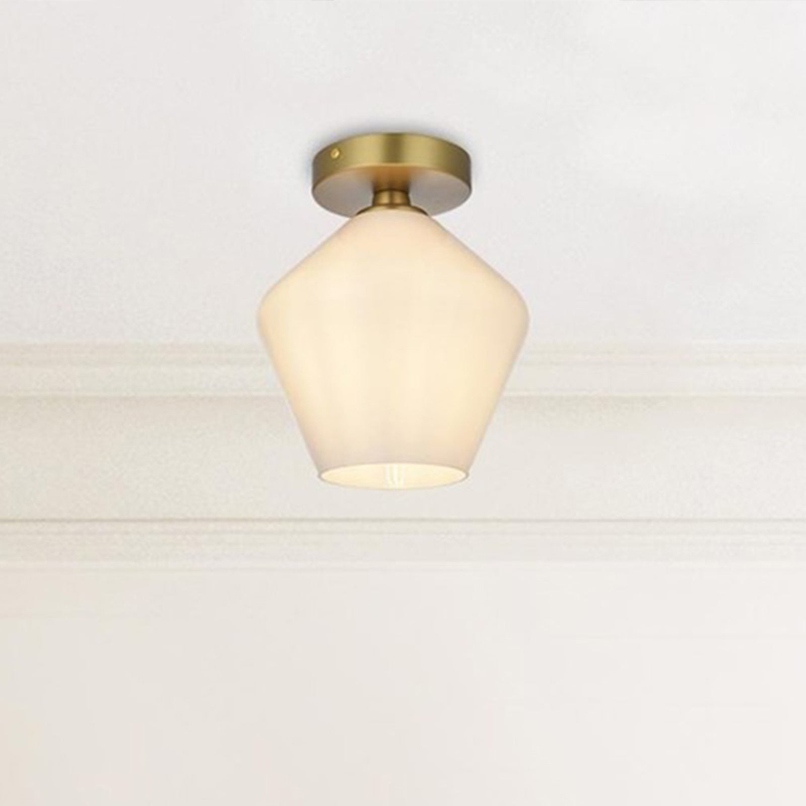 8 Inch Flush Mount Frosted White Shade In Satin Gold Satin Gold And Frosted White Finish - LIGHTING by Joshua Marshal