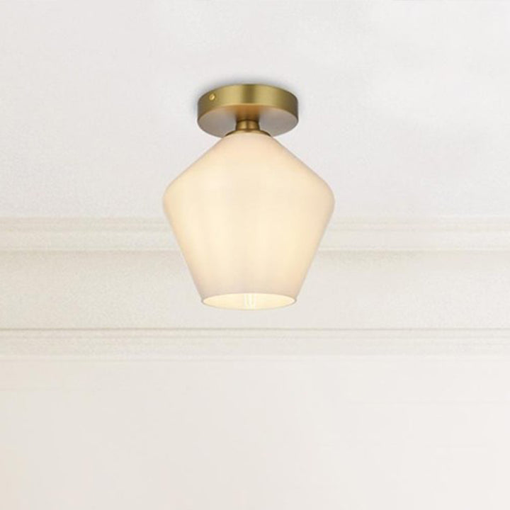 8 Inch Flush Mount Frosted White Shade In Satin Gold Satin Gold And Frosted White Finish - LIGHTING by Joshua Marshal