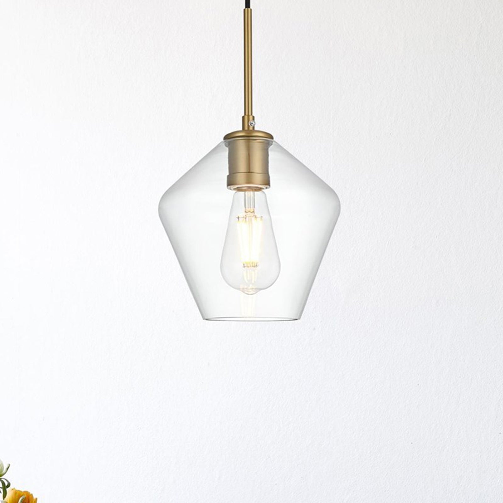 8 Inch Pendant Clear Shade In Satin Gold Satin Gold And Clear Finish - LIGHTING by Joshua Marshal