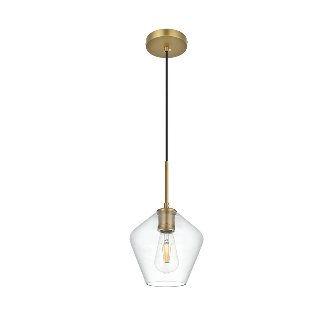 8 Inch Pendant Clear Shade In Satin Gold - View 4 - Joshua Marshal