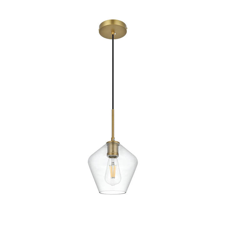 8 Inch Pendant Clear Shade In Satin Gold - View 4 - Joshua Marshal