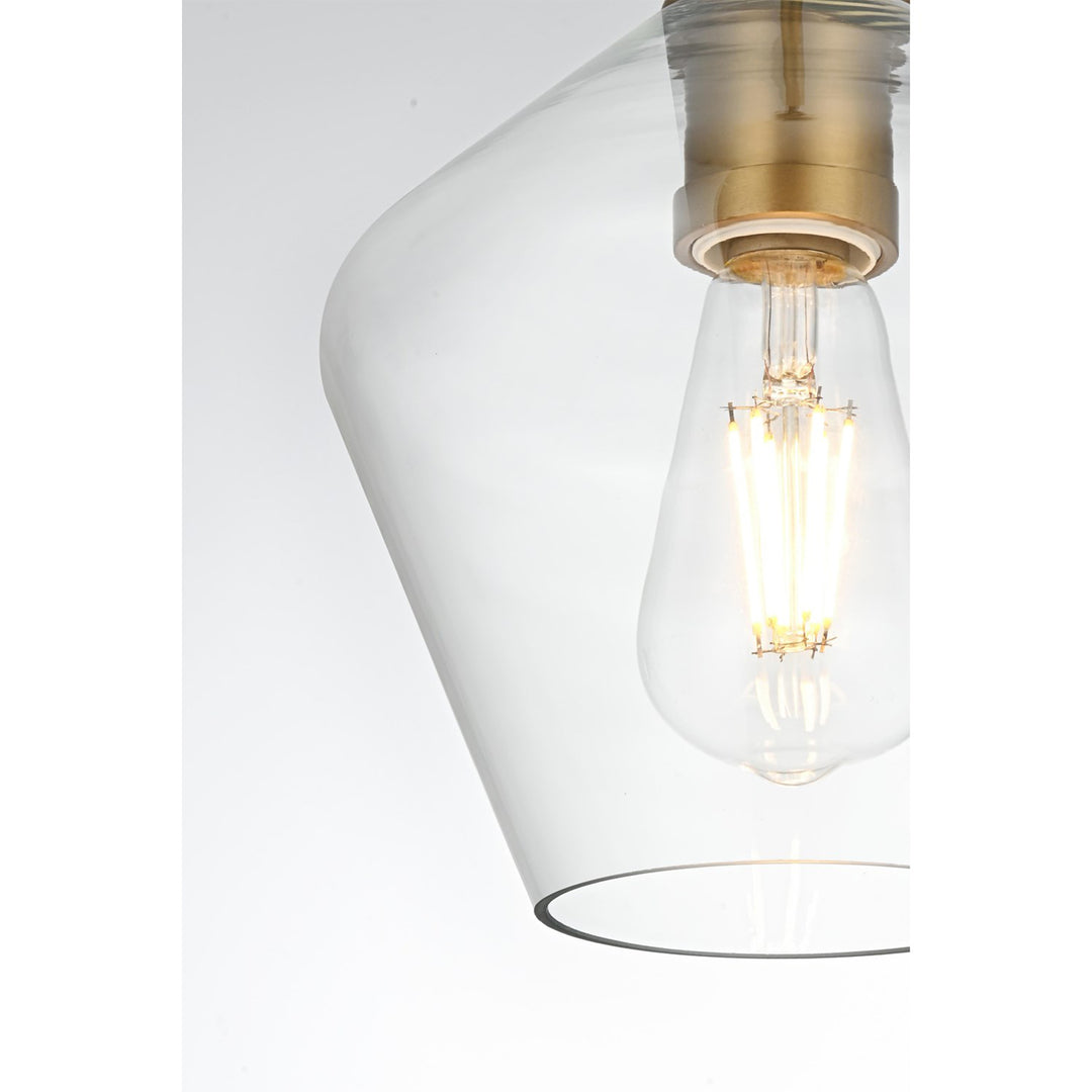 8 Inch Pendant Clear Shade In Satin Gold - View 5 - Joshua Marshal