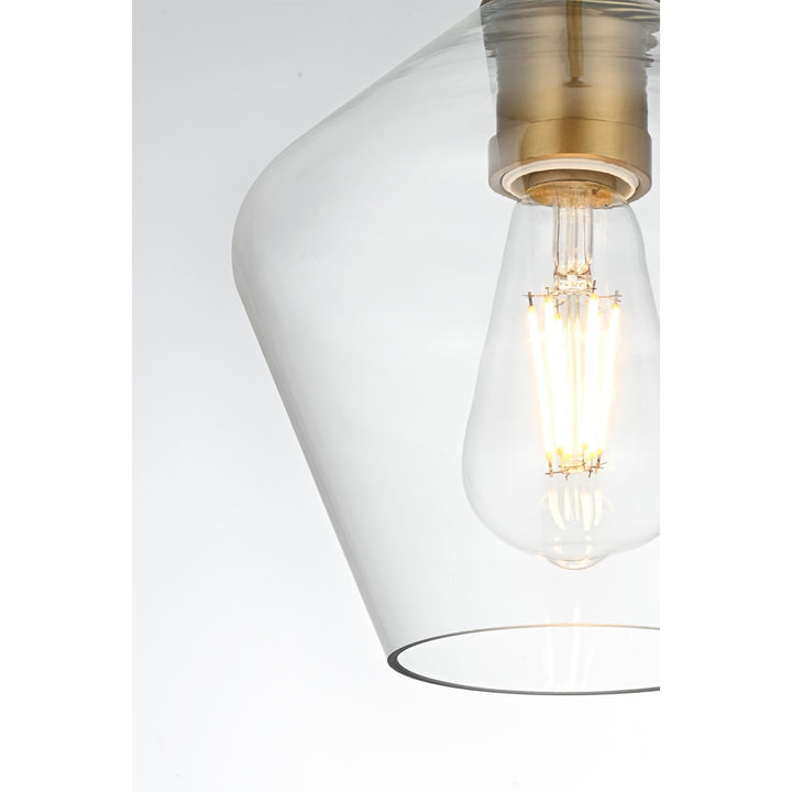 8 Inch Pendant Clear Shade In Satin Gold - View 5 - Joshua Marshal