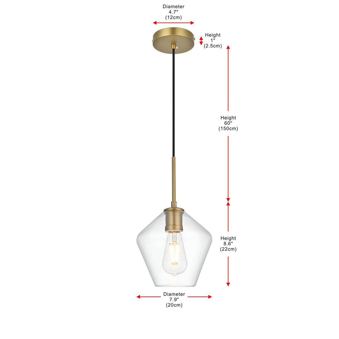 8 Inch Pendant Clear Shade In Satin Gold - View 6 - Joshua Marshal