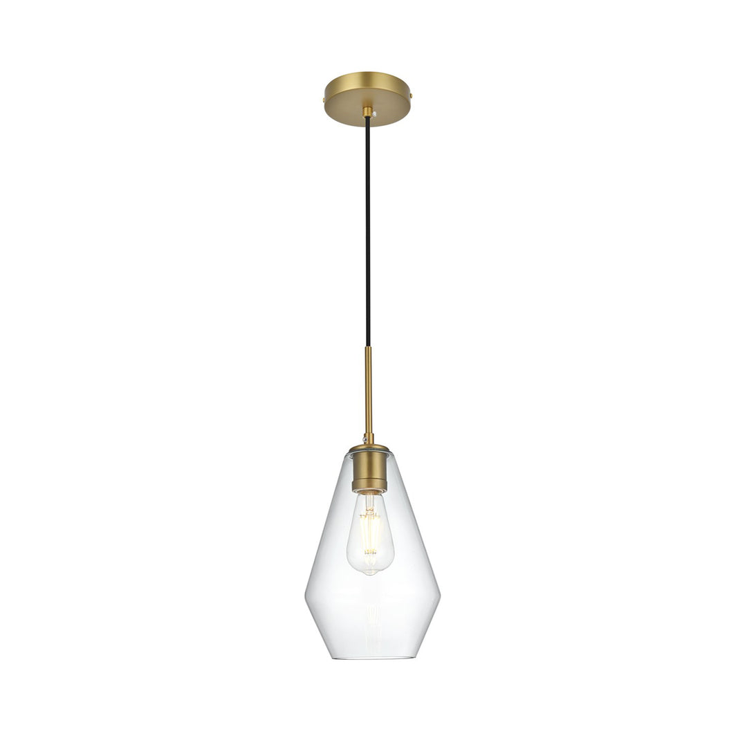 7 Inch Pendant Clear Shade In Satin Gold - View 3 - Joshua Marshal