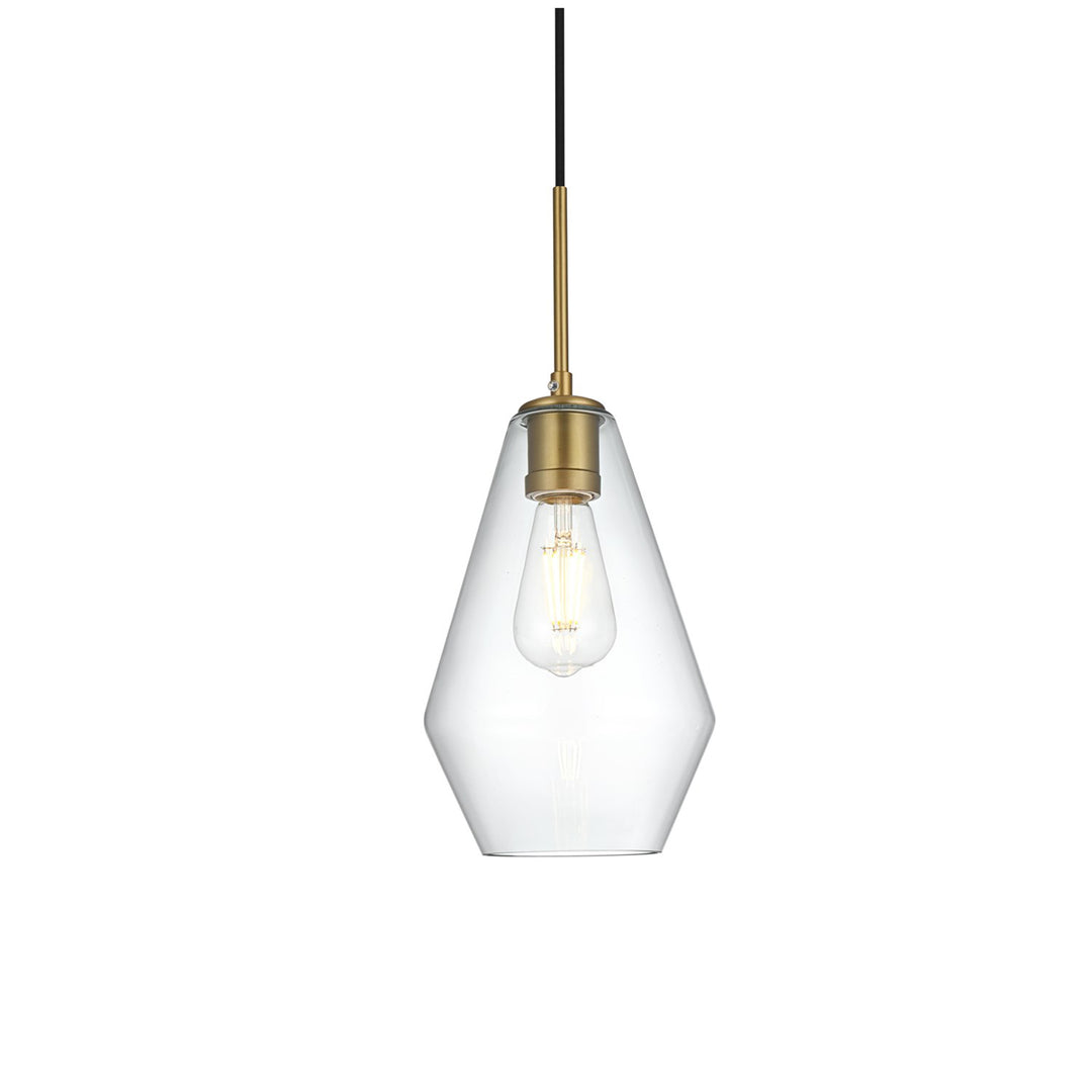 7 Inch Pendant Clear Shade In Satin Gold - View 4 - Joshua Marshal