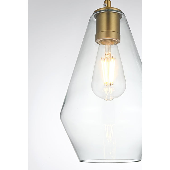 7 Inch Pendant Clear Shade In Satin Gold - View 5 - Joshua Marshal