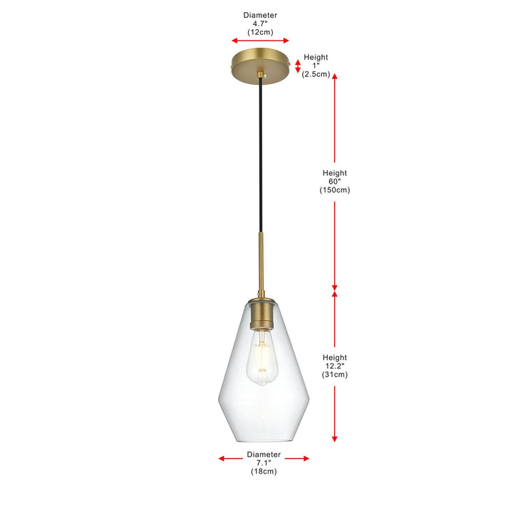 7 Inch Pendant Clear Shade In Satin Gold - View 6 - Joshua Marshal