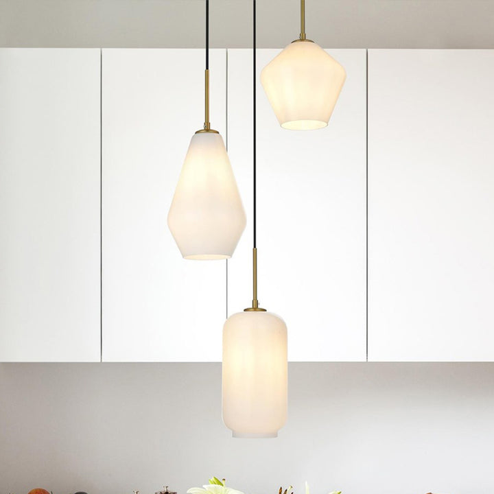 17.5 Inch Pendant Frosted White In Satin Gold Satin Gold And Frosted White Finish - LIGHTING by Joshua Marshal