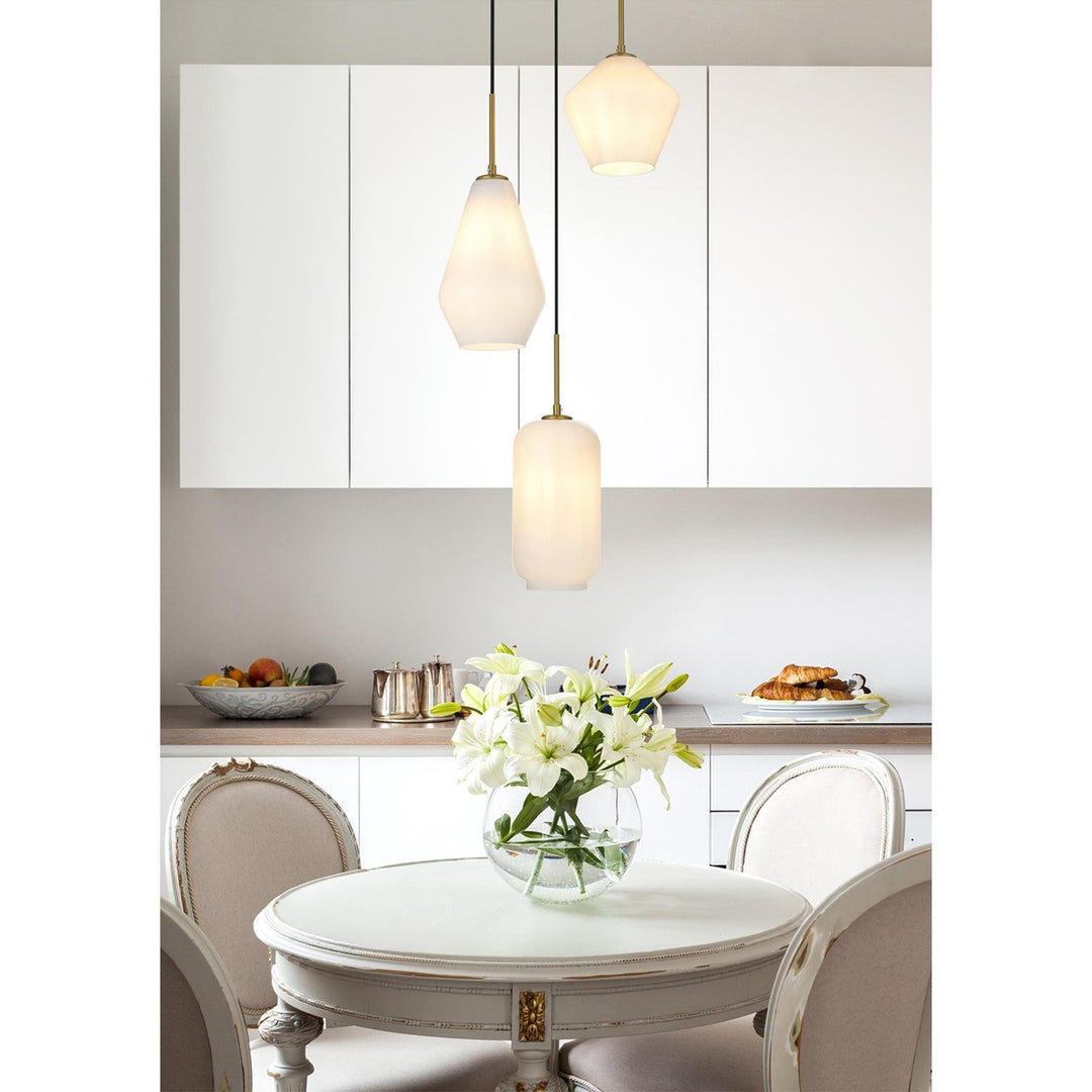 17.5 Inch Pendant Frosted White In Satin Gold - View 2 - Joshua Marshal