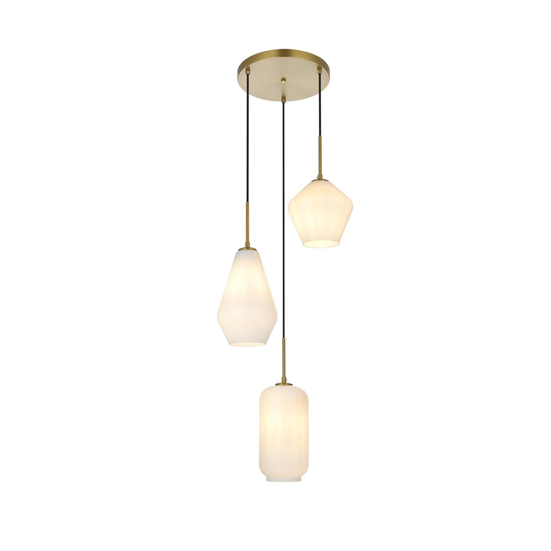 17.5 Inch Pendant Frosted White In Satin Gold - View 3 - Joshua Marshal