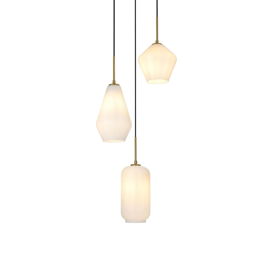 17.5 Inch Pendant Frosted White In Satin Gold - View 4 - Joshua Marshal