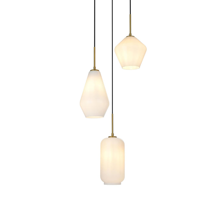 17.5 Inch Pendant Frosted White In Satin Gold - View 4 - Joshua Marshal