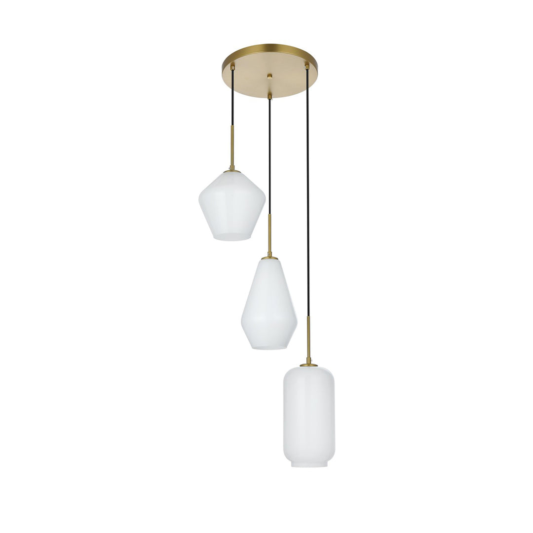 17.5 Inch Pendant Frosted White In Satin Gold - View 5 - Joshua Marshal