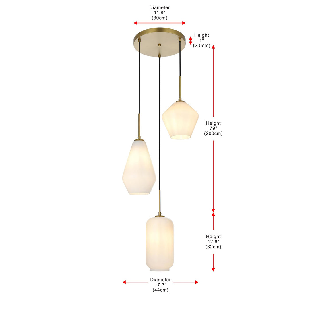 17.5 Inch Pendant Frosted White In Satin Gold - View 6 - Joshua Marshal
