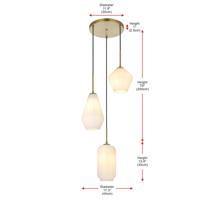 17.5 Inch Pendant Frosted White In Satin Gold - View 6 - Joshua Marshal