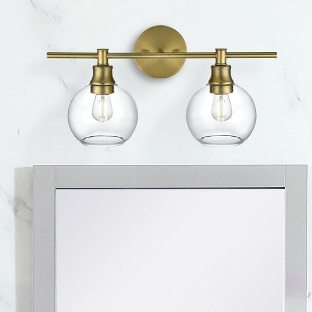2 Light Satin Gold And Clear Glass Wall Sconce Satin Gold Finish - LIGHTING by Joshua Marshal