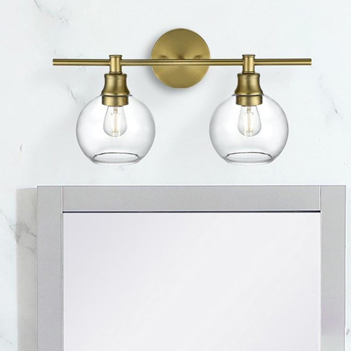 2 Light Satin Gold And Clear Glass Wall Sconce Satin Gold Finish - LIGHTING by Joshua Marshal