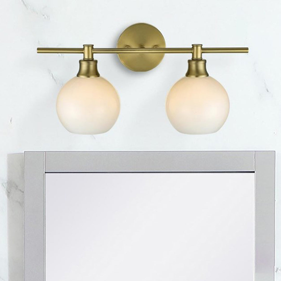 2 Light Satin Gold And Frosted White Glass Wall Sconce Satin Gold Finish - LIGHTING by Joshua Marshal