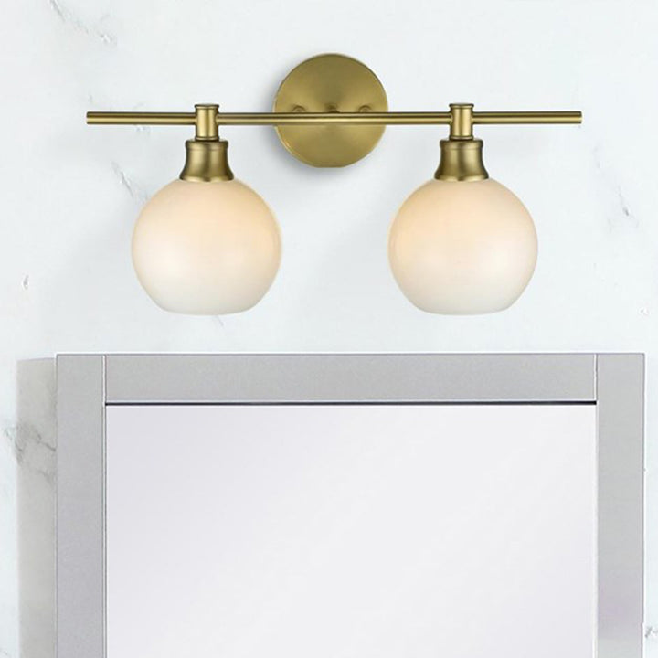 2 Light Satin Gold And Frosted White Glass Wall Sconce Satin Gold Finish - LIGHTING by Joshua Marshal