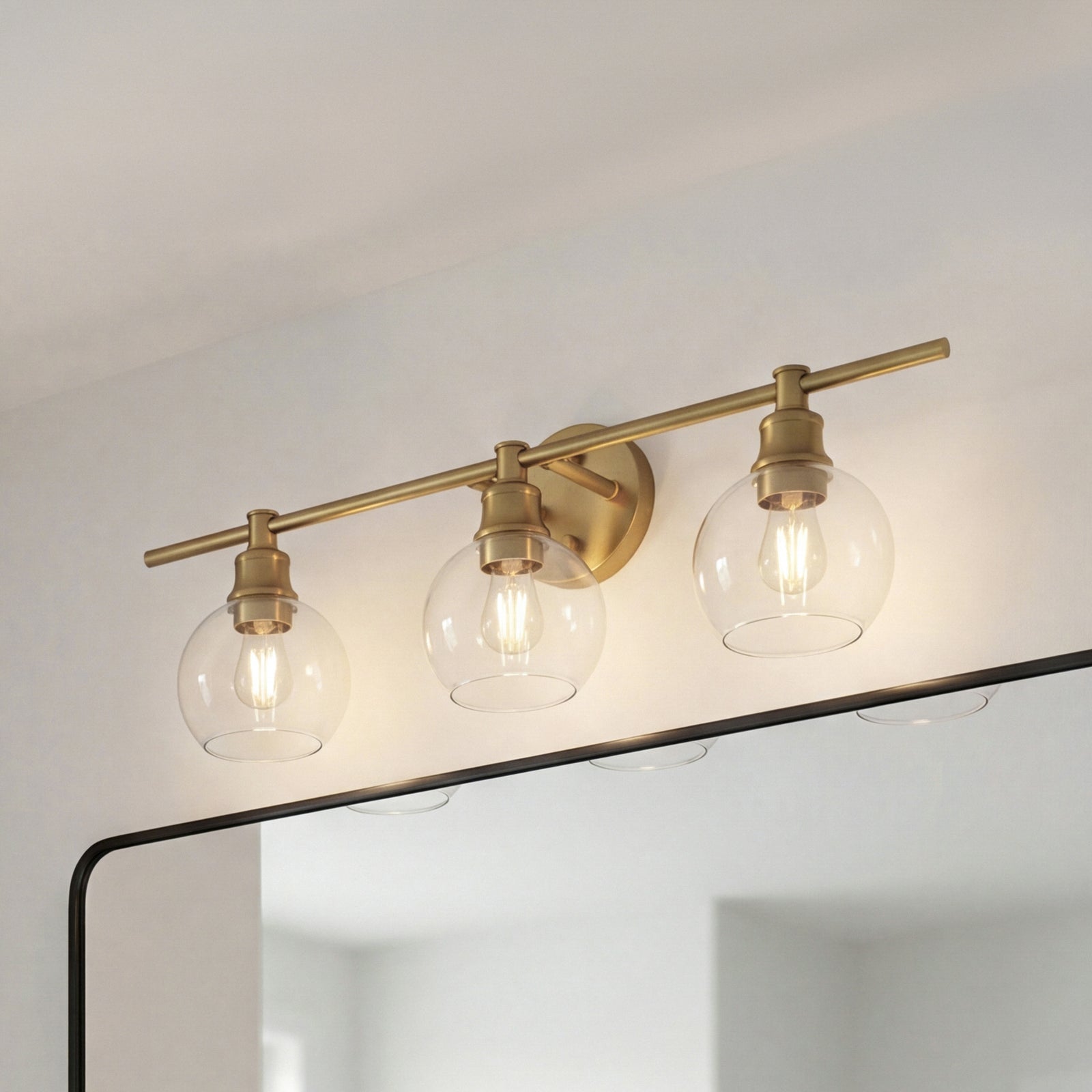 3 Light Satin Gold And Clear Glass Wall Sconce Satin Gold Finish - LIGHTING by Joshua Marshal