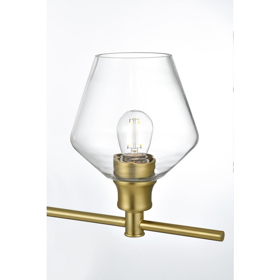 4 Light Satin Gold And Clear Glass Wall Sconce - View 5 - Joshua Marshal