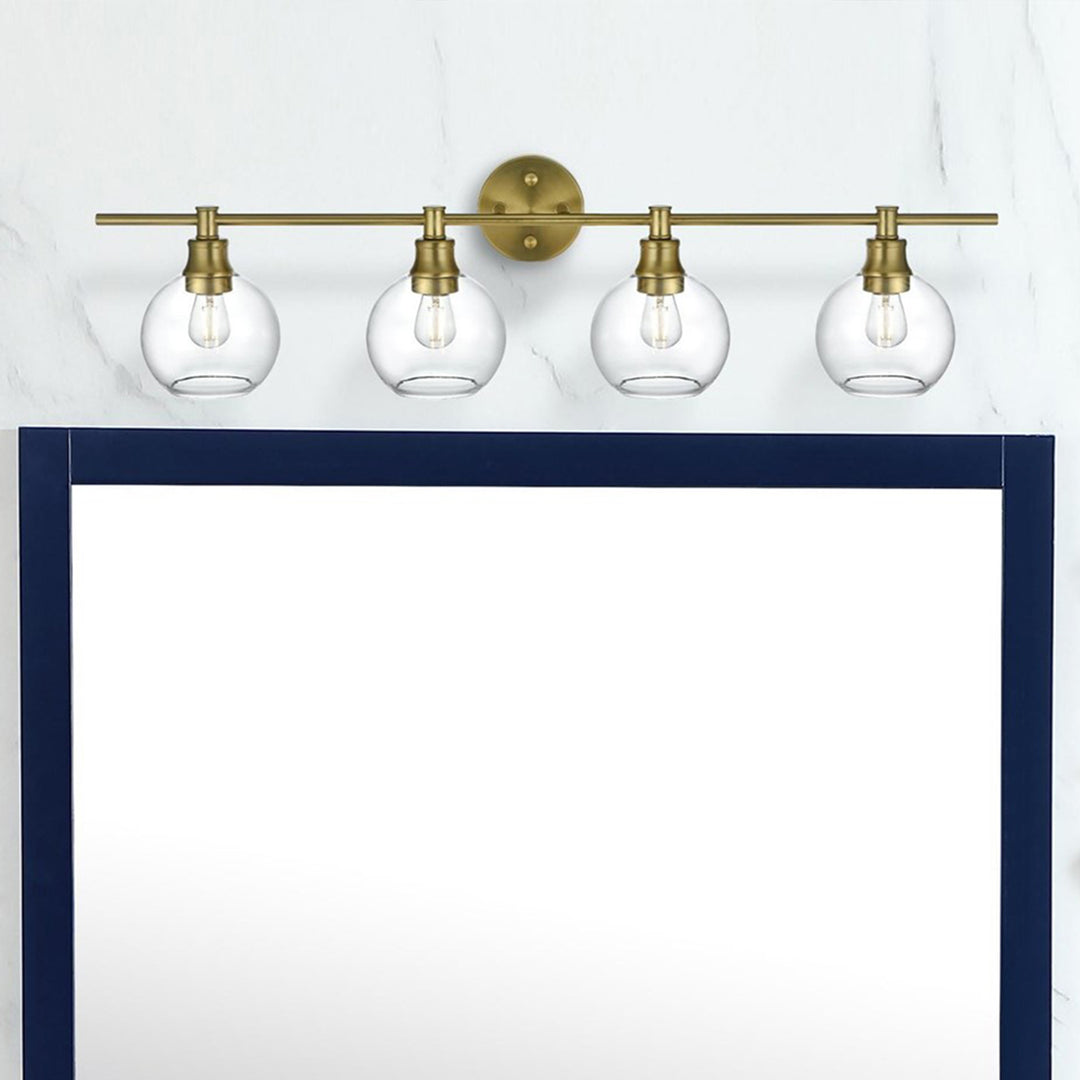 4 Light Satin Gold And Clear Glass Wall Sconce Satin Gold Finish - LIGHTING by Joshua Marshal