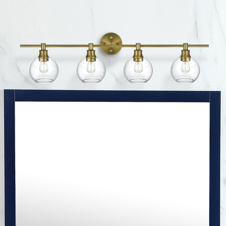 4 Light Satin Gold And Clear Glass Wall Sconce Satin Gold Finish - LIGHTING by Joshua Marshal