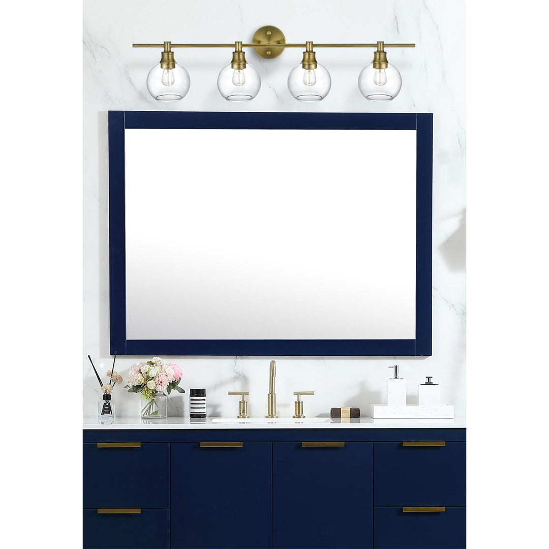 4 Light Satin Gold And Clear Glass Wall Sconce - View 2 - Joshua Marshal