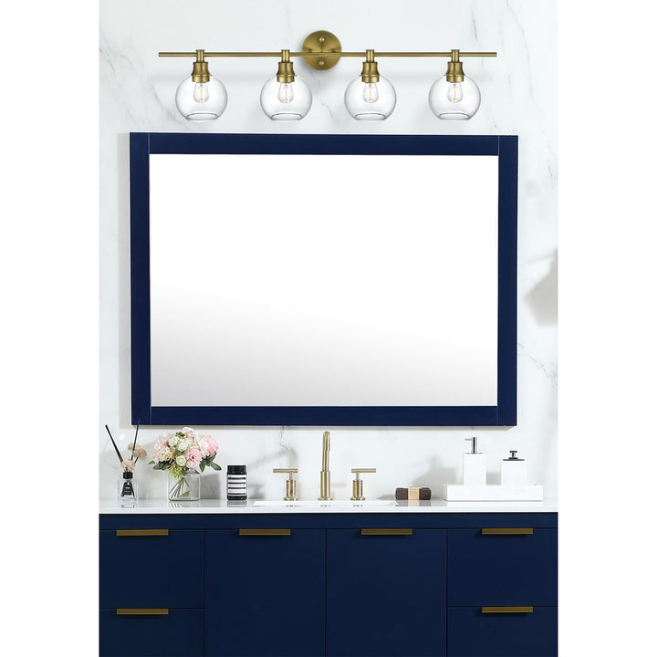 4 Light Satin Gold And Clear Glass Wall Sconce - View 2 - Joshua Marshal