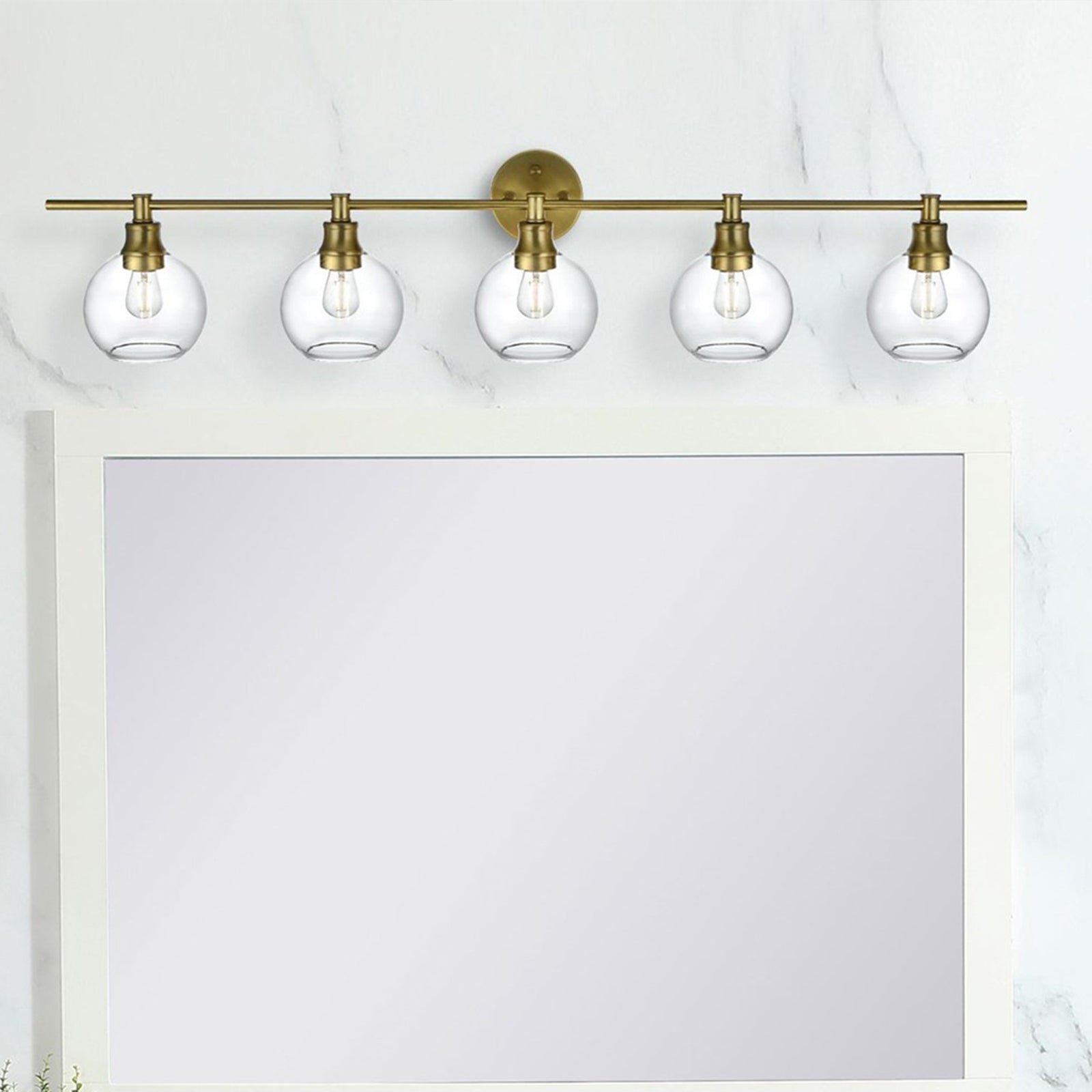 5 Light Satin Gold And Clear Glass Wall Sconce Satin Gold Finish - LIGHTING by Joshua Marshal