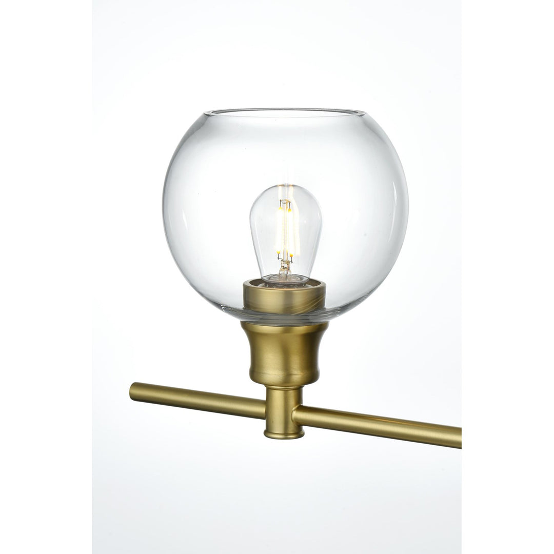 5 Light Satin Gold And Clear Glass Wall Sconce - View 5 - Joshua Marshal