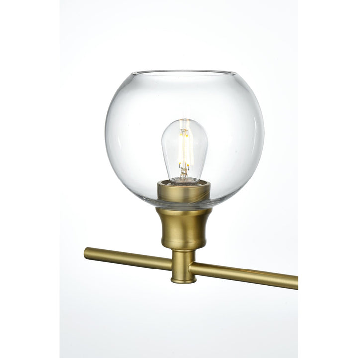 5 Light Satin Gold And Clear Glass Wall Sconce - View 5 - Joshua Marshal
