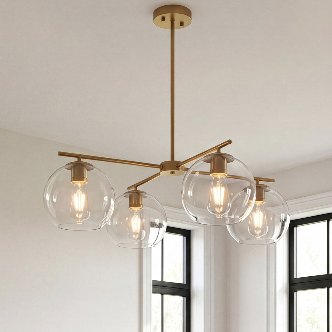 30.5 Inch Pendant Clear Shade In Satin Gold Satin Gold And Clear Finish - LIGHTING by Joshua Marshal