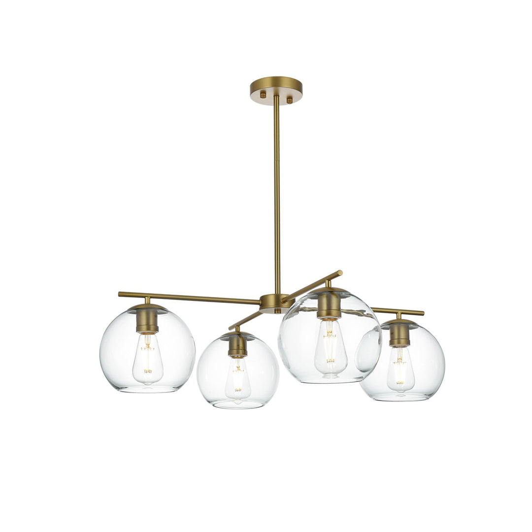 30.5 Inch Pendant Clear Shade In Satin Gold - View 3 - Joshua Marshal