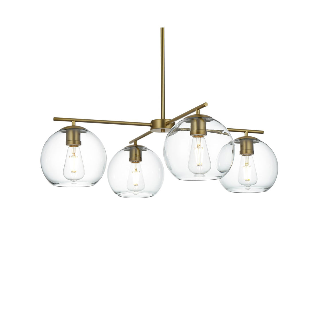30.5 Inch Pendant Clear Shade In Satin Gold - View 4 - Joshua Marshal