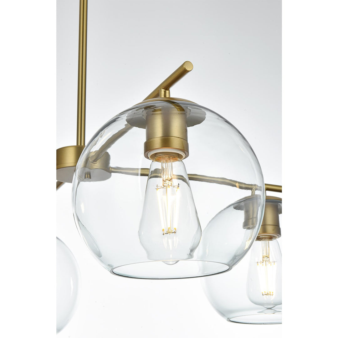 30.5 Inch Pendant Clear Shade In Satin Gold - View 5 - Joshua Marshal