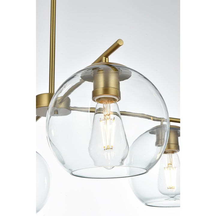 30.5 Inch Pendant Clear Shade In Satin Gold - View 5 - Joshua Marshal