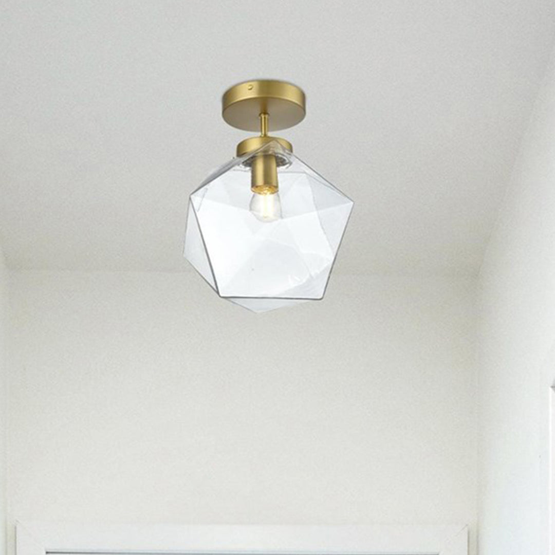 10 Inch Flush Mount Clear Shade In Satin Gold Satin Gold And Clear Finish - LIGHTING by Joshua Marshal