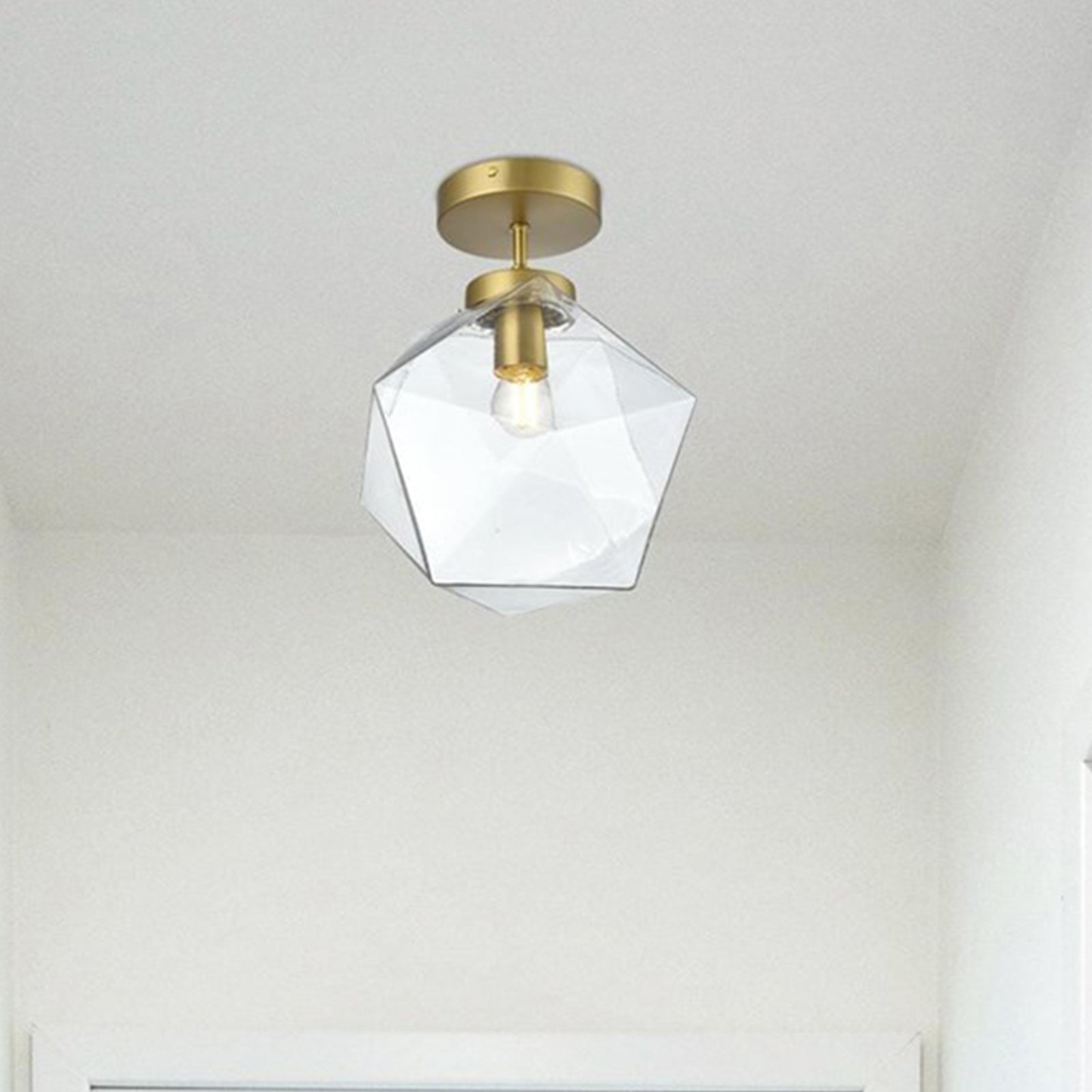10 Inch Flush Mount Clear Shade In Satin Gold Satin Gold And Clear Finish - LIGHTING by Joshua Marshal