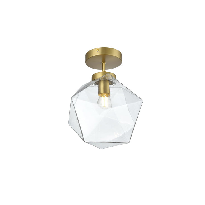 10 Inch Flush Mount Clear Shade In Satin Gold - View 3 - Joshua Marshal