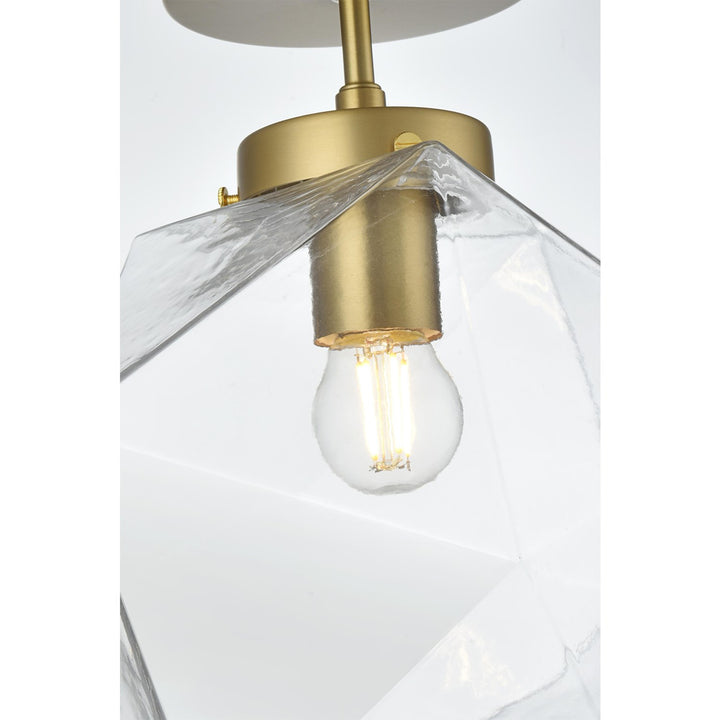 10 Inch Flush Mount Clear Shade In Satin Gold - View 5 - Joshua Marshal