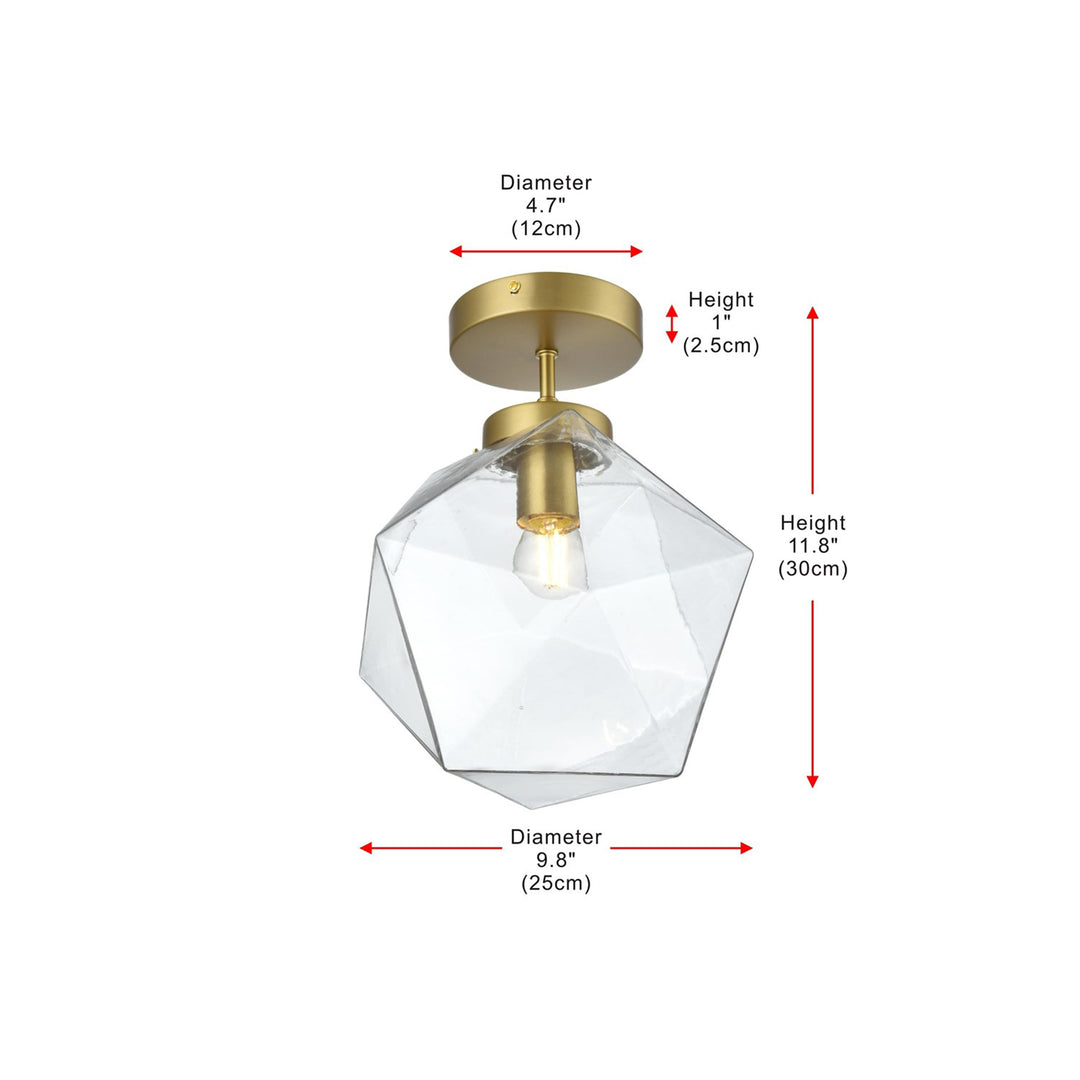 10 Inch Flush Mount Clear Shade In Satin Gold - View 6 - Joshua Marshal